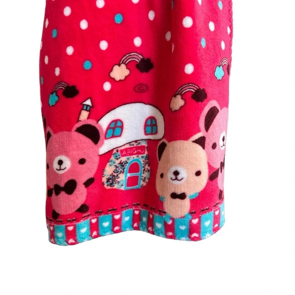 Fleece towel wrap one size fits most pink with white polka dots - Picture 3 of 5